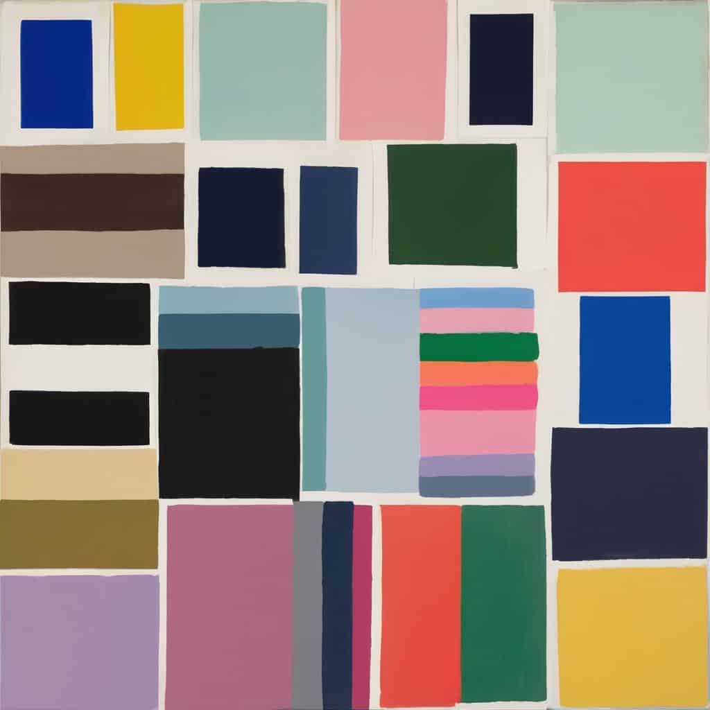 Ζωγραφικά δείγματα με χρωματικά στρώματα, εκφράζοντας εσωτερική δημιουργικότητα και τέχνη.