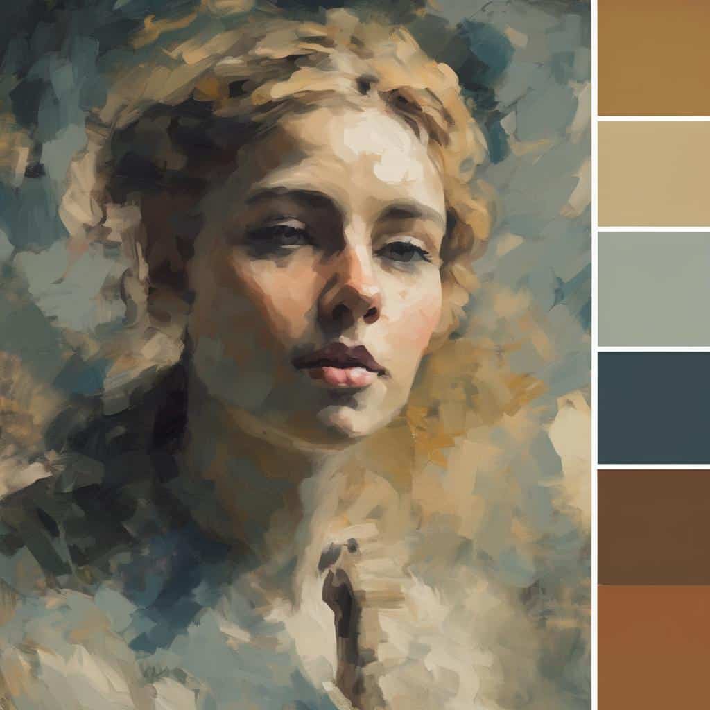 Εσωτερική έκφραση μέσω τέχνης και υλικών, πορτρέτο γυναίκας, έργο τέχνης με έμφαση στη συναισθηματική έκφραση.